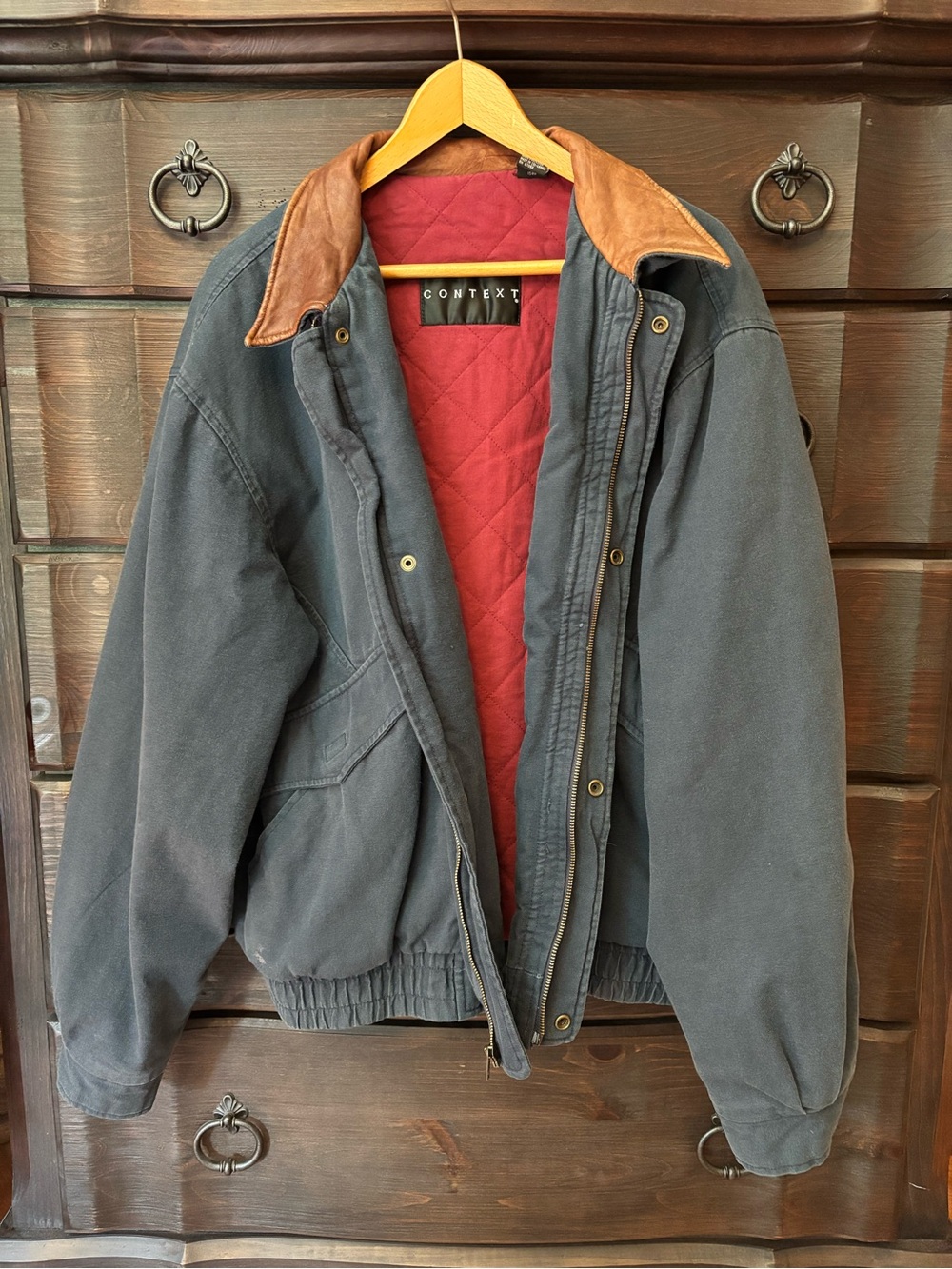 Vintage Context Mens Heavyweight Canvas Bomber Jacket Size XL